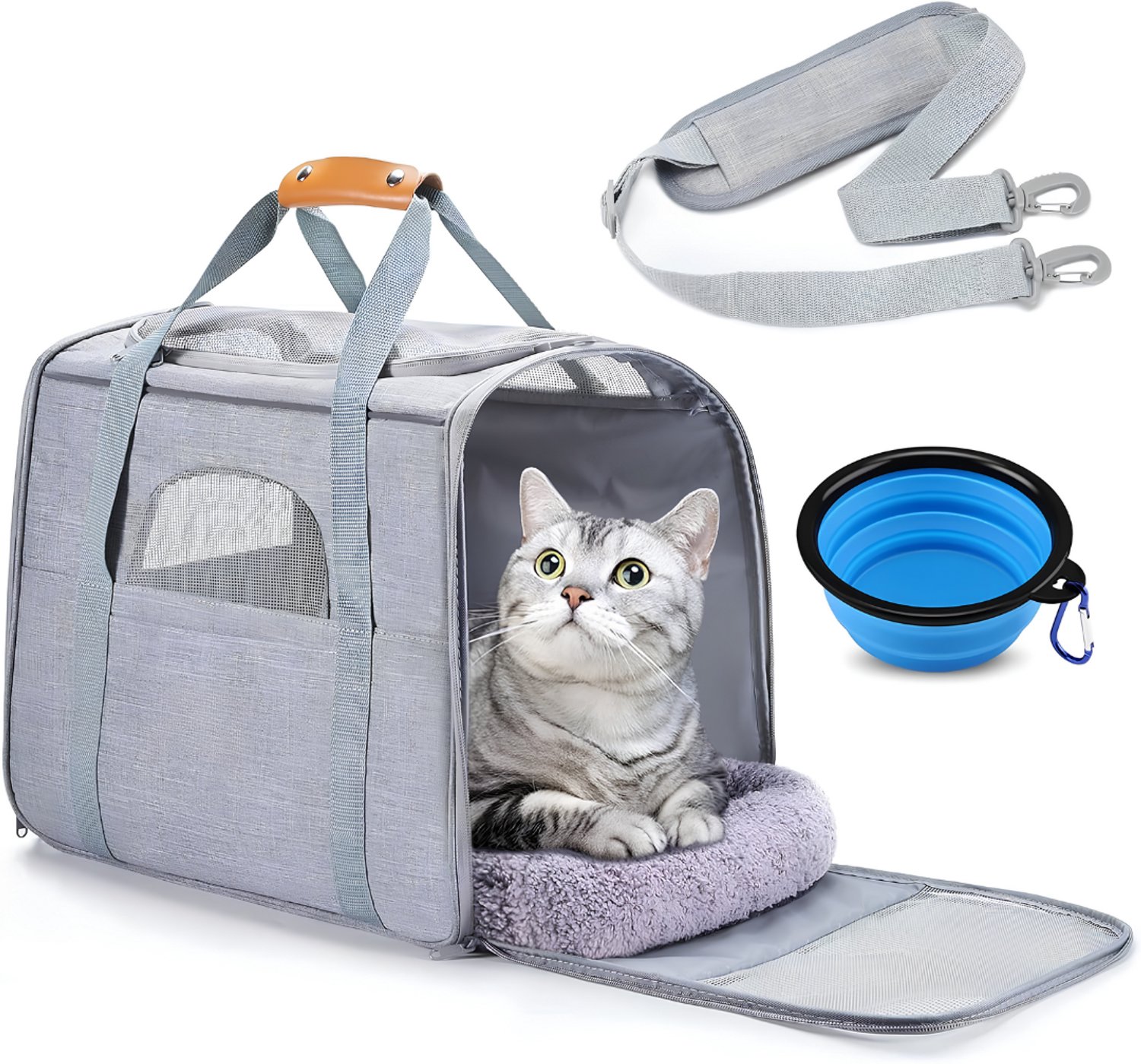 JCP® Reisbench - Reisbench Hond - Reistas voor Kat of Hond - Grijs - 44cm x 31cm x 34cm