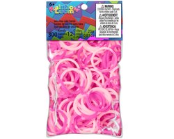 Rainbow Loom Elastiekjes - 2 kleuren bandjes - Roze/Wit