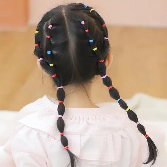 1000 stuks mini-haarelastiekjes, haarvriendelijk en elastisch, haarelastiekjes voor meisjes, kleine manenelastiekjes voor kinderen, met fijn haar, turquoise — afbeelding 2