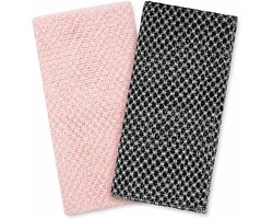 Lukery 100cm Exfoliërende Scrubdoek Set van 2 (Roze Zwart)
