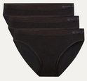 Drie zwarte, naadloze slips met een brede tailleband van Bamboo Basics.