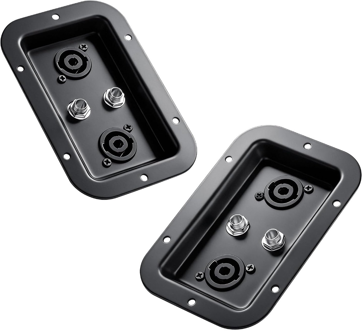 Luidsprekeraansluitdoos met twee NL4FC 4-polige Speakon-aansluitingen en 1/4 inch jack aansluitingen voor podiumluidsprekers, auto/thuis-audio-DIY (2 stuks)