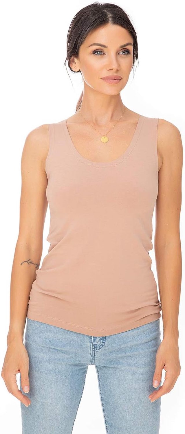 Evoni Basic shirt voor dames, doorzochte zomer tanktop van katoen