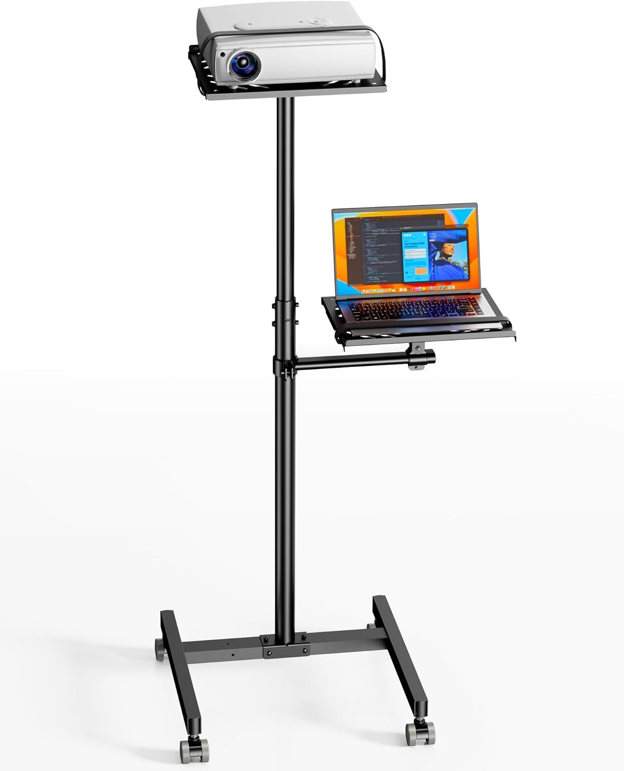 Rollende projectorstandaard met wielen, in hoogte verstelbaar tot 65 inch