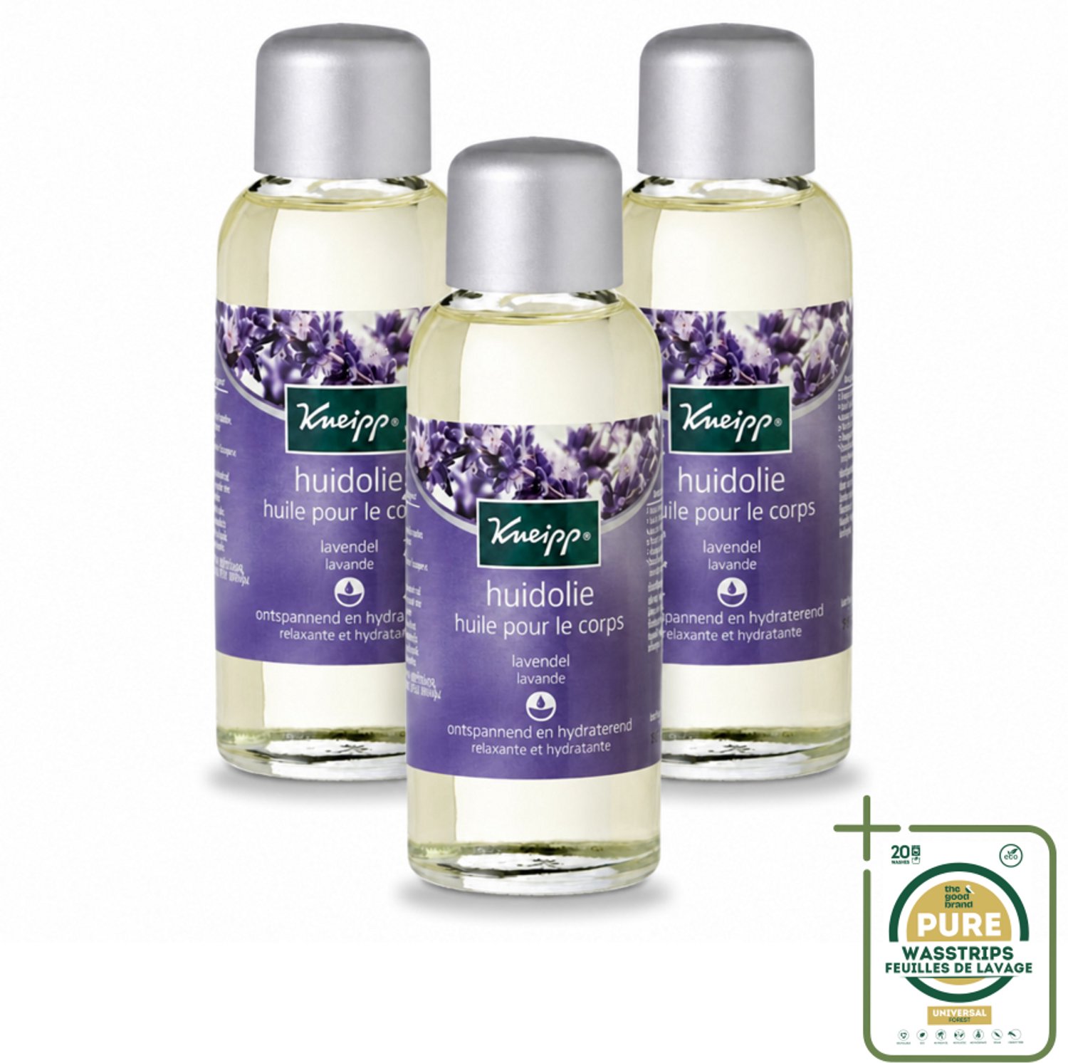 3 x Kneipp - Huidolie - Relaxing - Lavendel - Trekt snel in - 100 ml - Wasstrips - Huidverzorging - Ontspanning - Lavendelolie - Huidolie - Aromatherapie