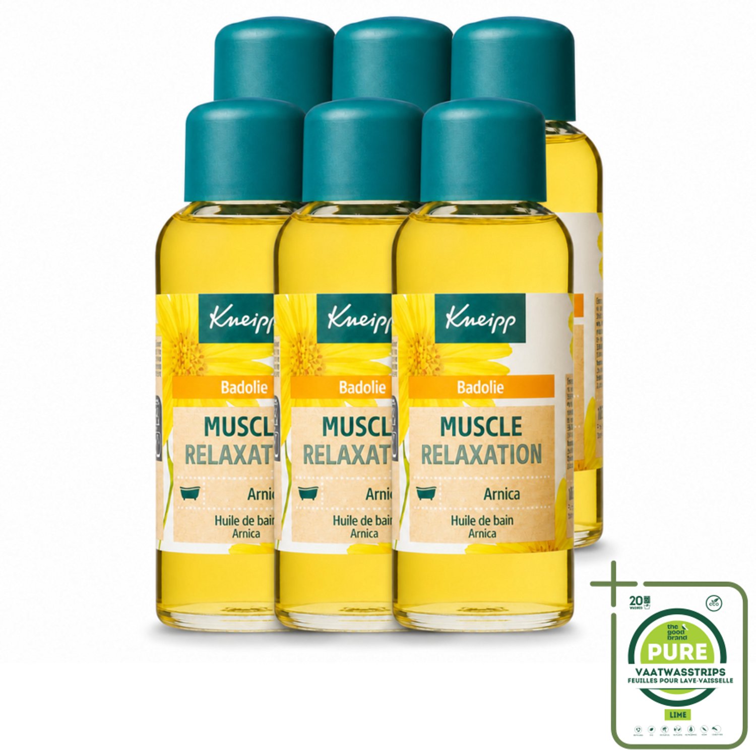 6 x Kneipp - Badolie - Arnica - Voor spieren en gewrichten - 100 ml - Grootverpakking - Vaatwasstrips - Badolie Voor Spieren - Badolie Voor Gewrichten - Arnica Badolie - Spierherstel - Ontspanning Bad