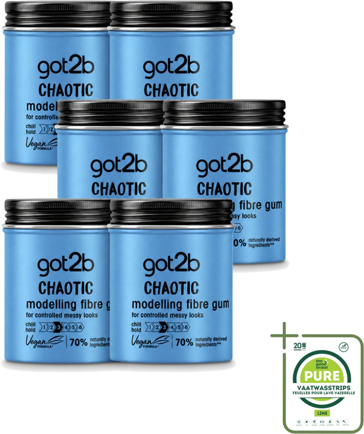 6 x Got2B - Wax - Warhoofd - 100 ml - Grootverpakking - Haarstyling - Warrig Haar - Chaotisch Haar - Wax Voor Haar - Medium Hold