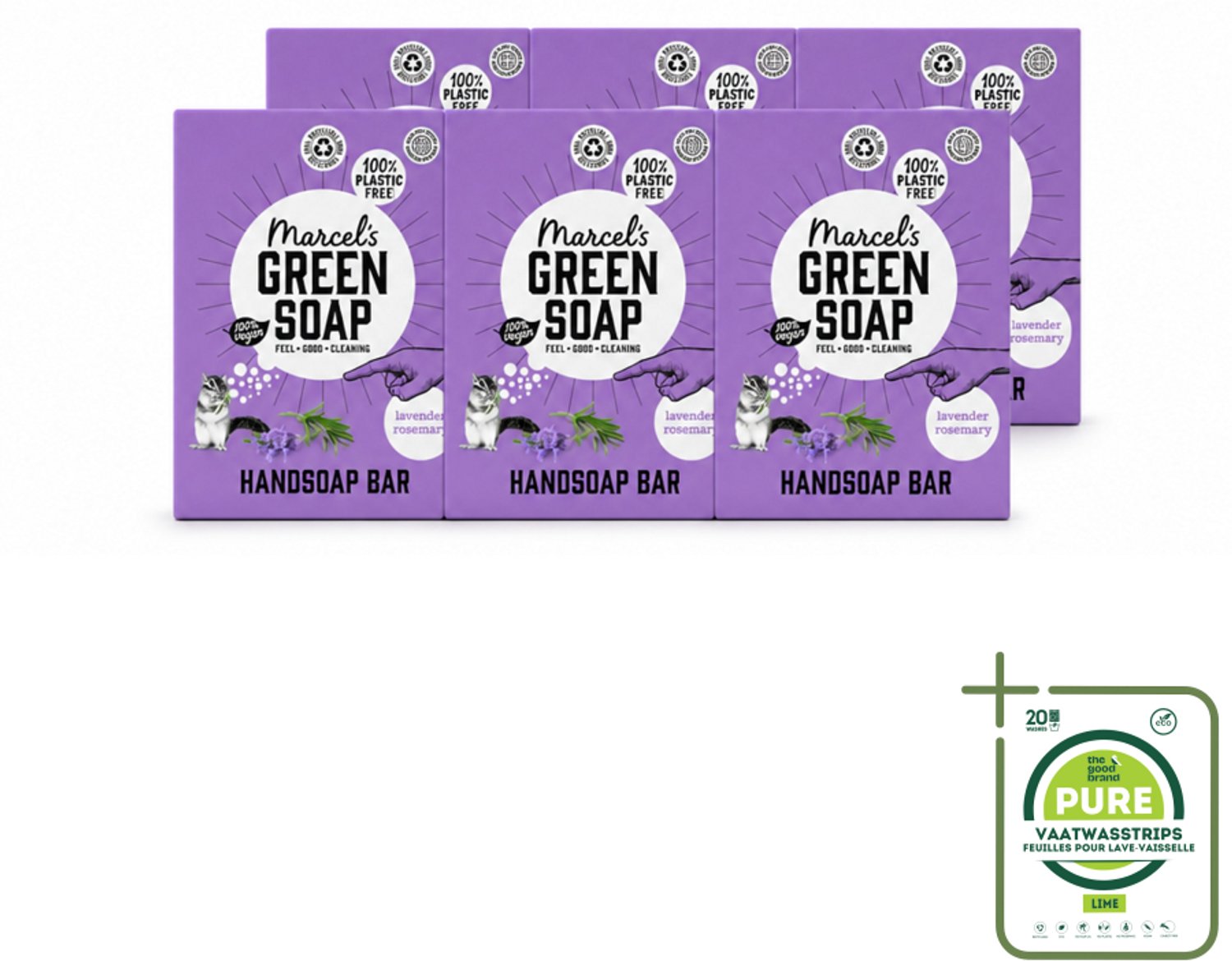 6 x Marcel's Green Soap - Handzeep Bar - Lavendel & Rozemarijn - Zachte verzorging - 90 gr - Grootverpakking - Vaatwasstrips - Handzeep Bar - Natuurlijke Handzeep - Milieuvriendelijke Handzeep - Vegan Handzeep - Lavendel Handzeep