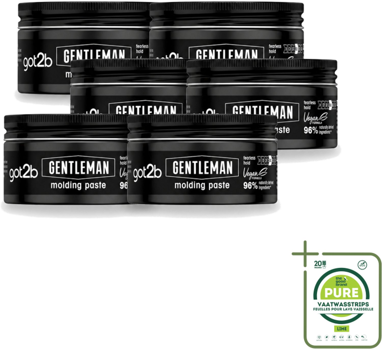 6 x Got2B - Molding Paste - Gentleman - 100 ml - Grootverpakking - Haarmodel - Stijlvolle Look - Natuurlijke Finish - Hold - Haartype
