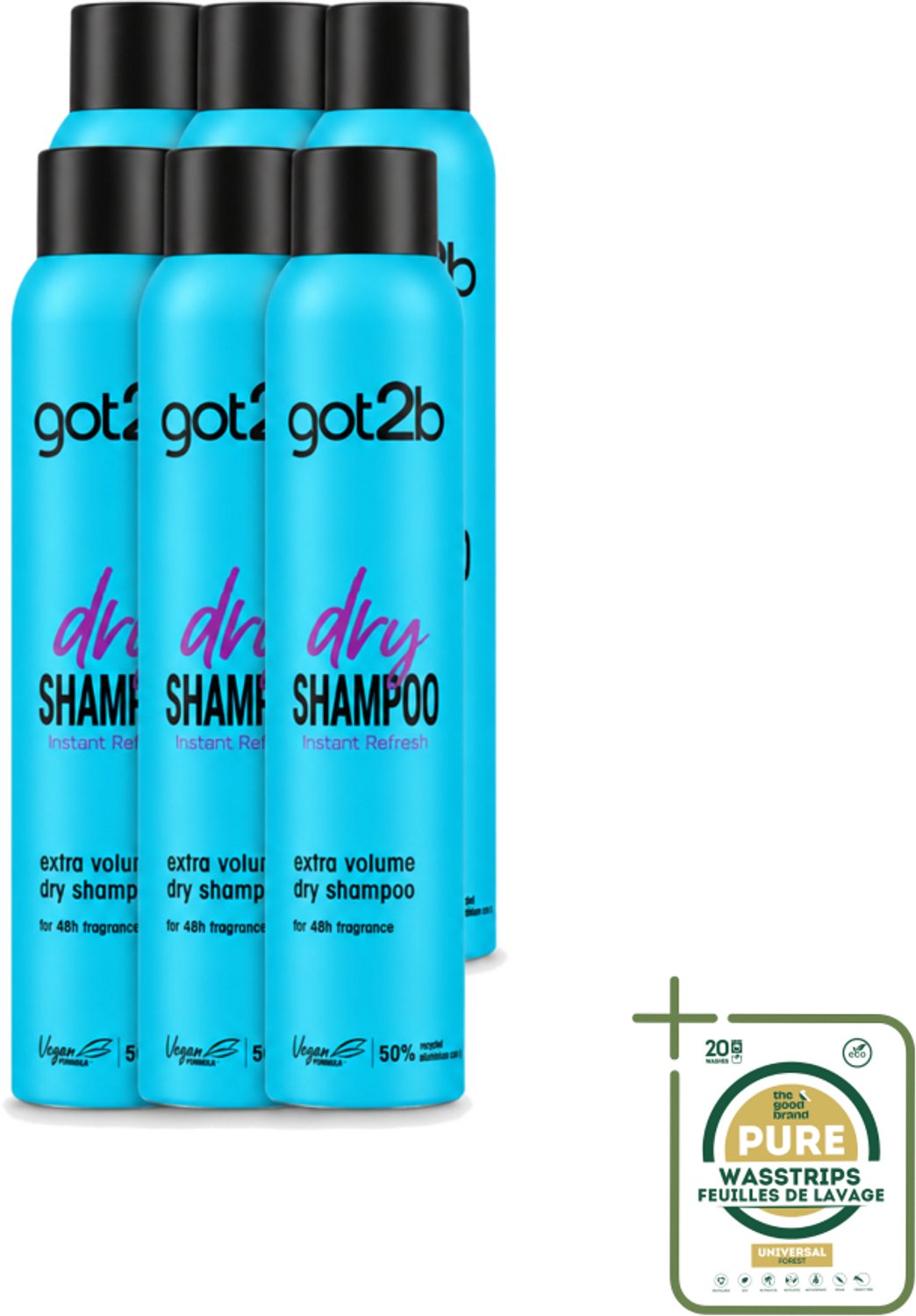 6 x Got2B - Droogshampoo - Fresh & Fabulous Volume - 200 ml - Wasstrips - Droogshampoo - Fris Haar - Volume Haar - Snel Opfrissen - Droog Haar