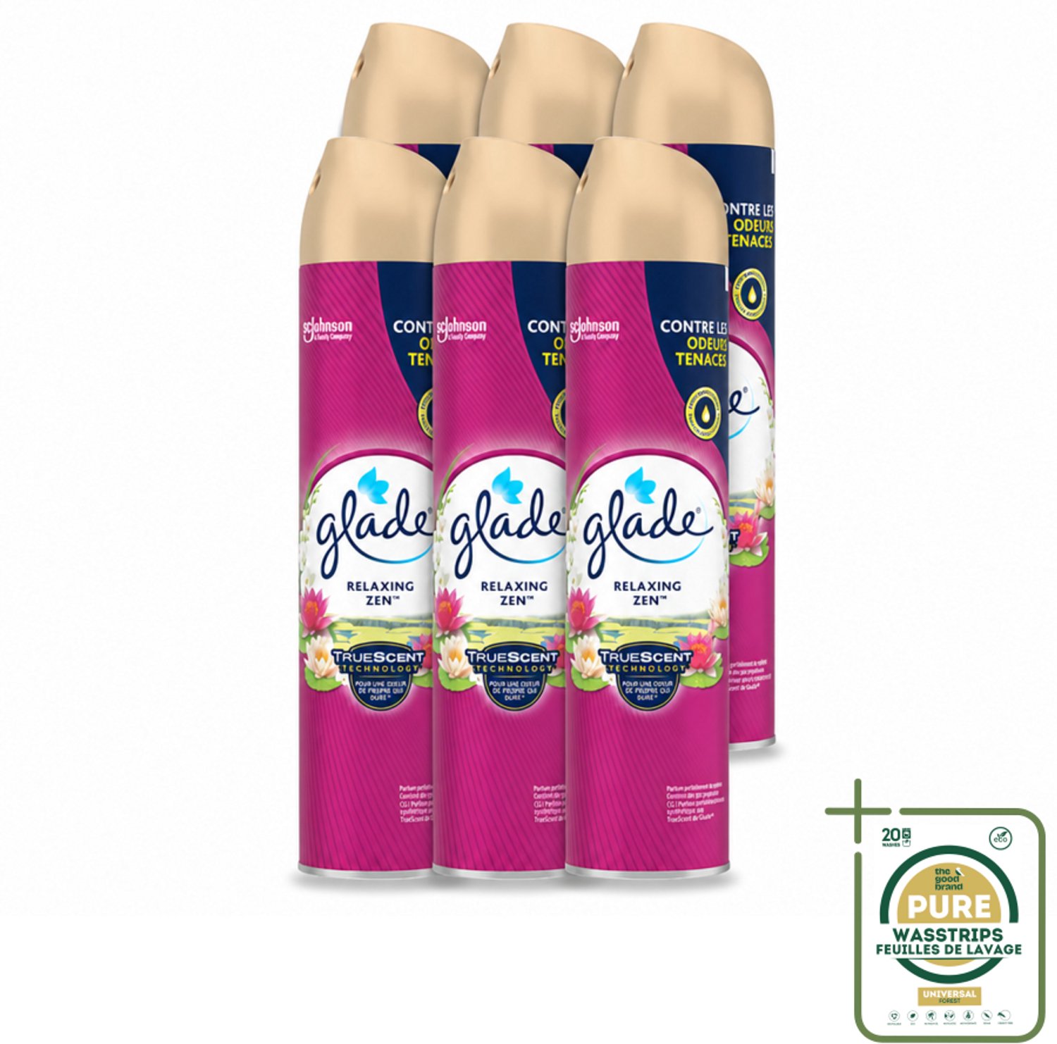 6 x Glade - Luchtverfrisser Spray - Relaxing Zen - 300 ml - Wasstrips - Luchtverfrisser - Ontspanning - Geur - Frisheid - Badkamer