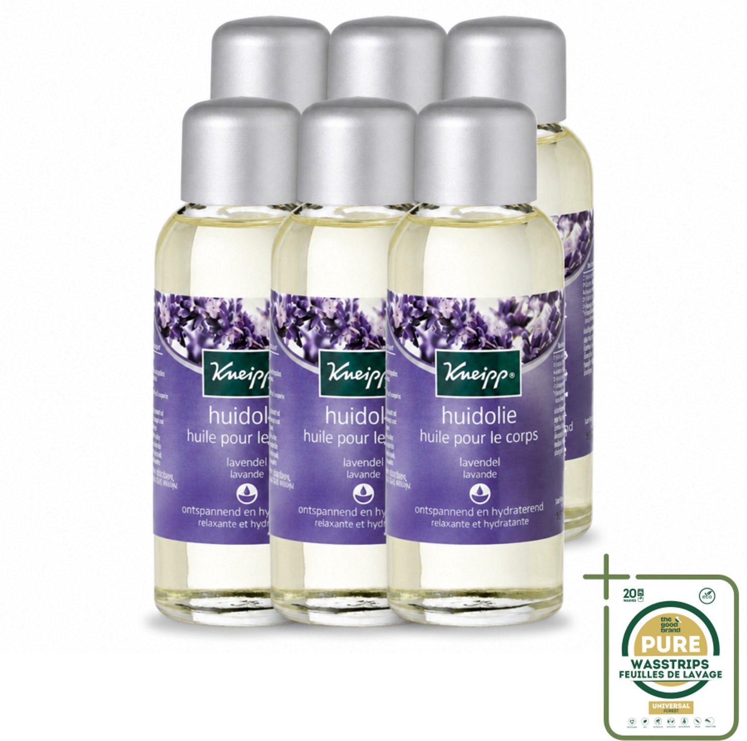 6 x Kneipp - Huidolie - Relaxing - Lavendel - Trekt snel in - 100 ml - Wasstrips - Huidverzorging - Ontspanning - Lavendelolie - Huidolie - Aromatherapie