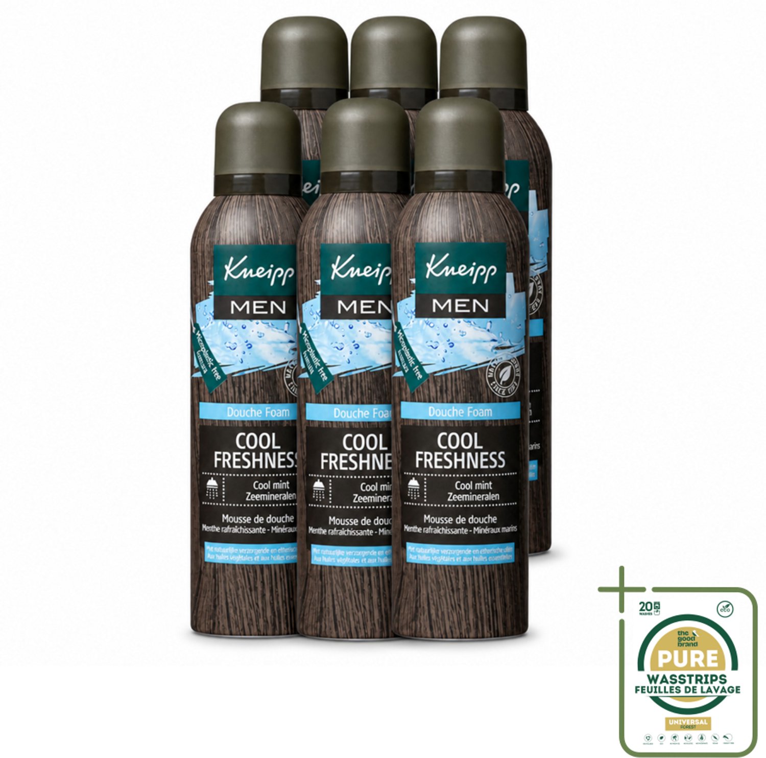 6 x Kneipp - Douche schuim - Men Cool Freshness - Frisse geur - 200 ml - Wasstrips - Douche Schuim Mannen - Frisse Geur - Natuurlijke Ingrediënten - Huid Verzorging - Schuim Voor Douche