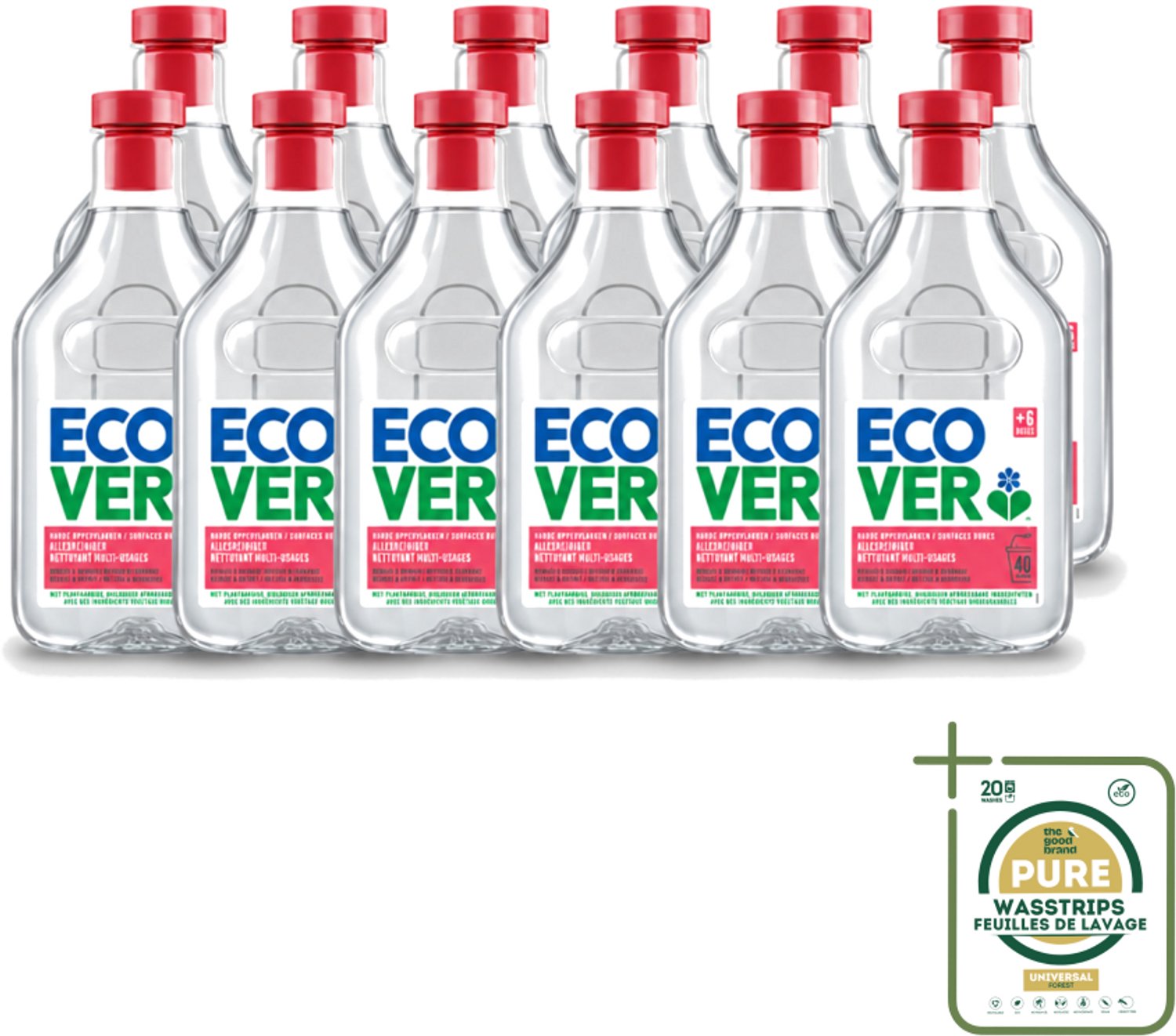 12 x Ecover - Allesreiniger - Magnolia & Bamboe - 1 liter - Wasstrips - Allesreiniger - Natuurlijke Reiniger - Plantaardige Reiniger - Ecologische Reiniger - Frisse Geur