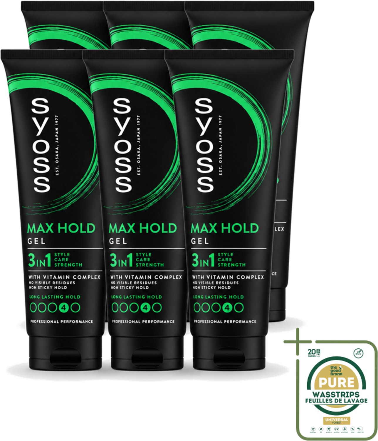 6 x Syoss - Max Hold - Haargel - Maximale Hold - 250 ml - Wasstrips - Haargel - Max Hold - Styling - Haarverzorging - Haarherstel