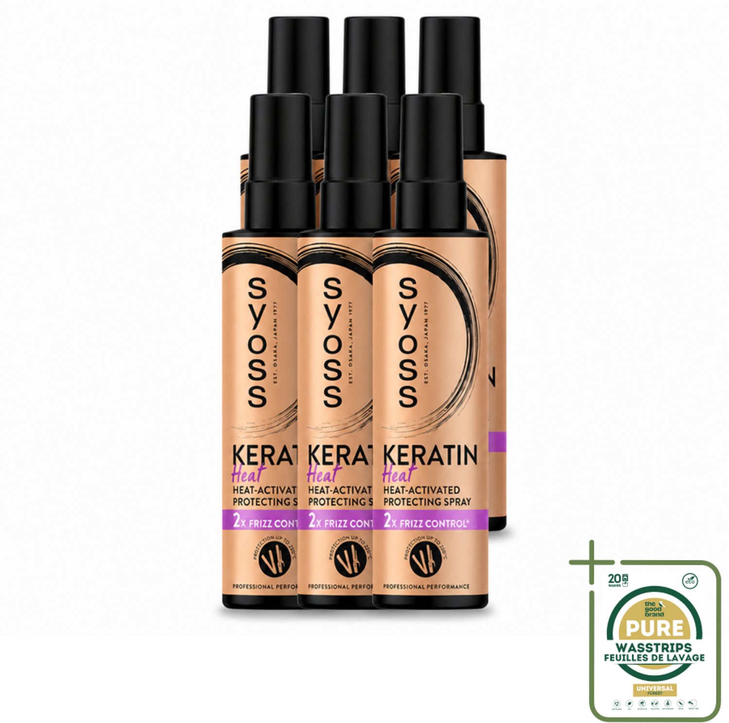 6 x Syoss - Keratin - Heatprotection Spray - Tot 220°C Bescherming - 200 ml - Wasstrips - Hittebeschermend Haar Spray - Keratine Spray - Haar Bescherming Tegen Hitte - Haar Styling Spray - Pluiscontrole Spray