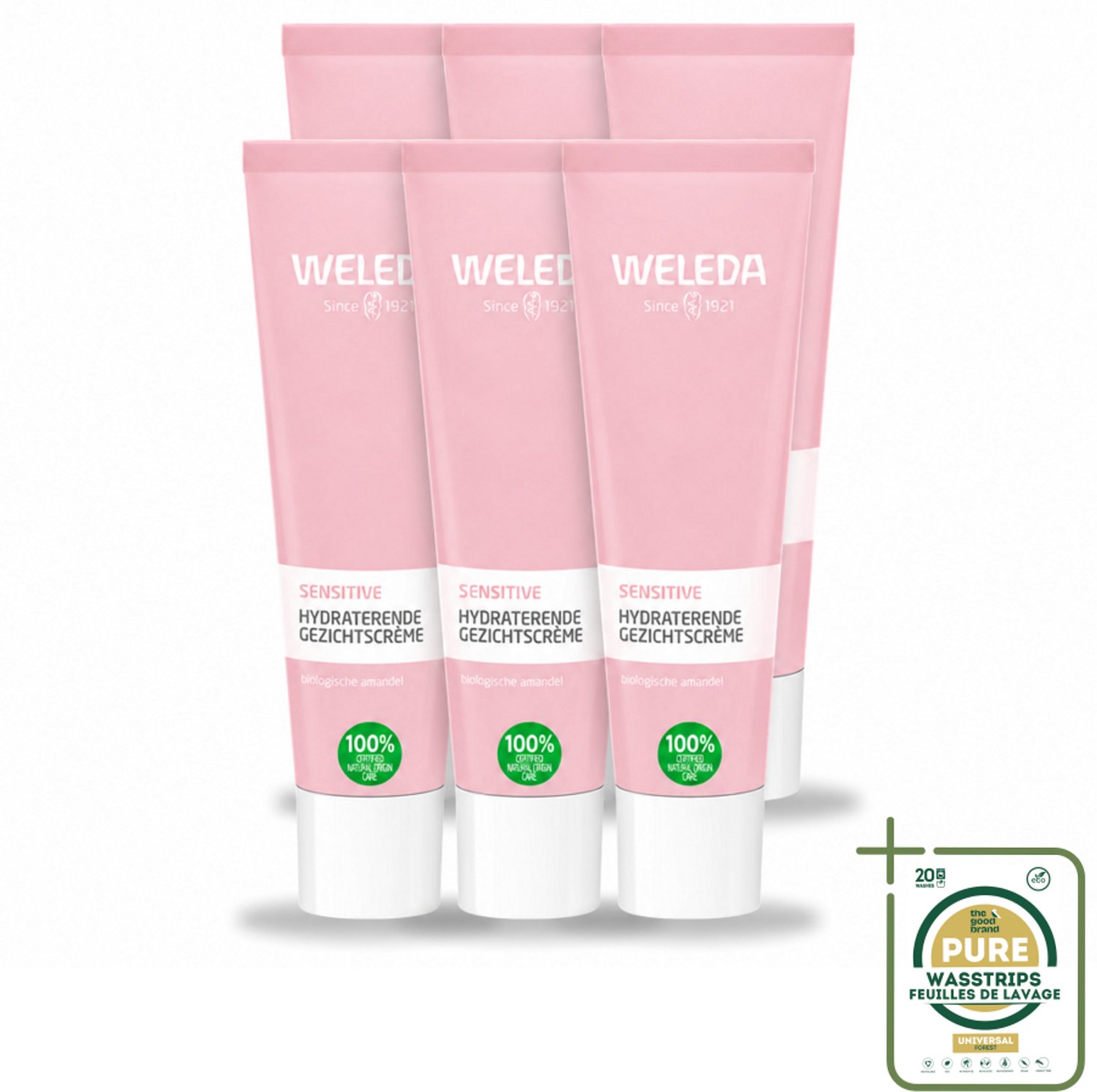 6 x WELEDA - Gezichtscrème Sensitive Hydraterend - Voor gevoelige huid - 30 ml - Wasstrips - Gevoelige Huid - Hydraterende Crème - Amandelolie - Roodheid Verminderen - Dagcrème
