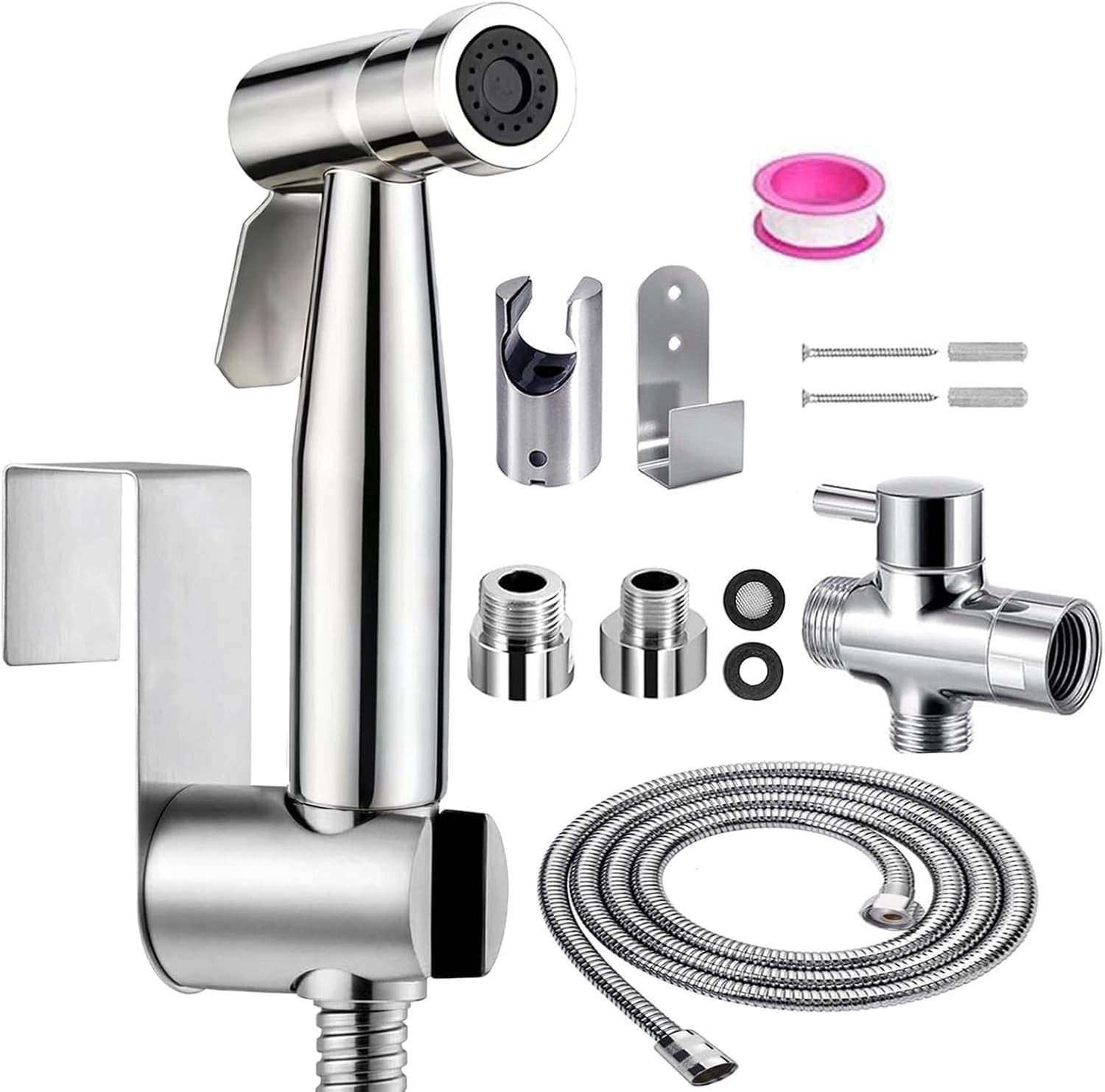 Premium RVS Bidet Handdouche Set met G1/2 Inch Ventiel voor Badkamer, Hygiëne en Toiletgebruik, Ideaal voor Babyverzorging en Schoonmaak