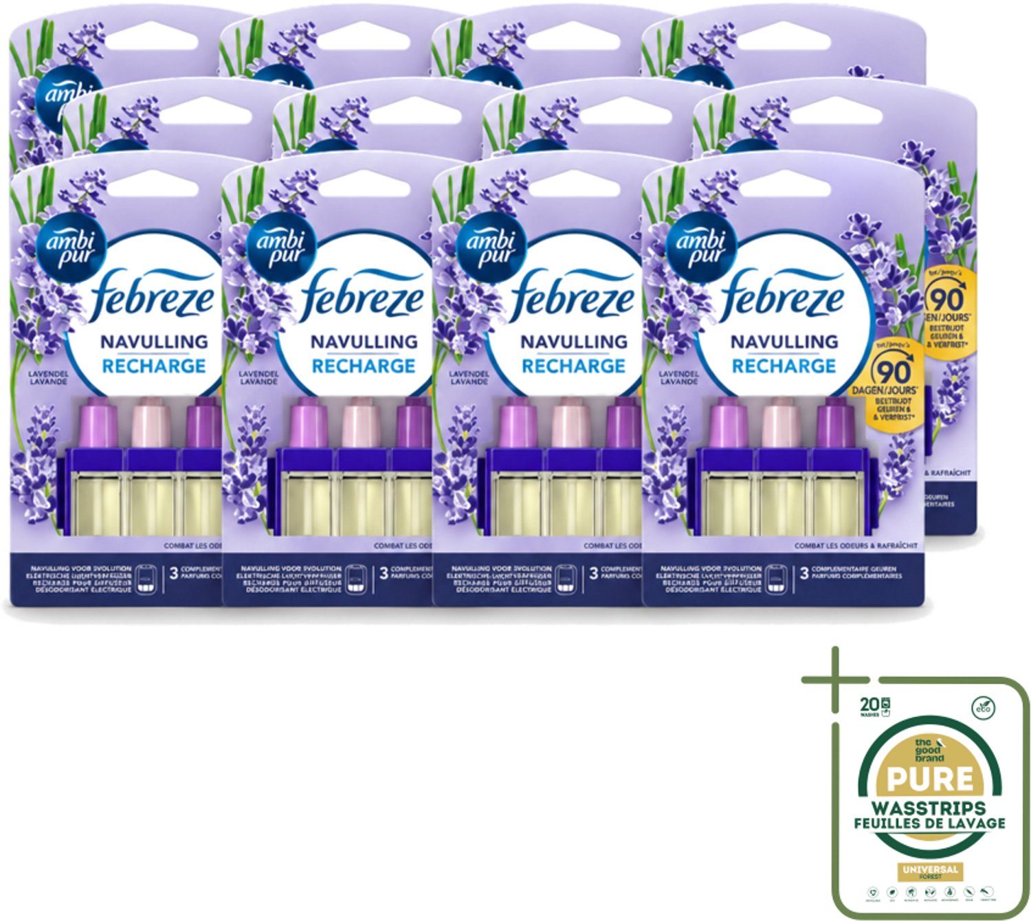12 x Ambi Pur - 3Volution - Navulling - Lavendel - 20 ml - Wasstrips - Geurverspreider - Luchtverfrisser - Lavendel - Frisheid - Geurblindheid
