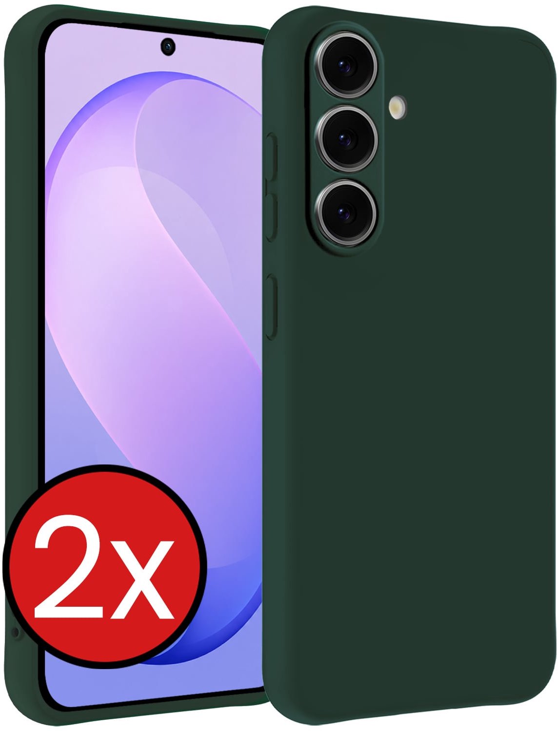 Hoesje - 2 Stuks - Geschikt voor Samsung Galaxy S26 FE - Sterk & Shockproof - Telefoonhoes - Back Cover - Case Siliconen - Telefoon Hoes - Donkergroen