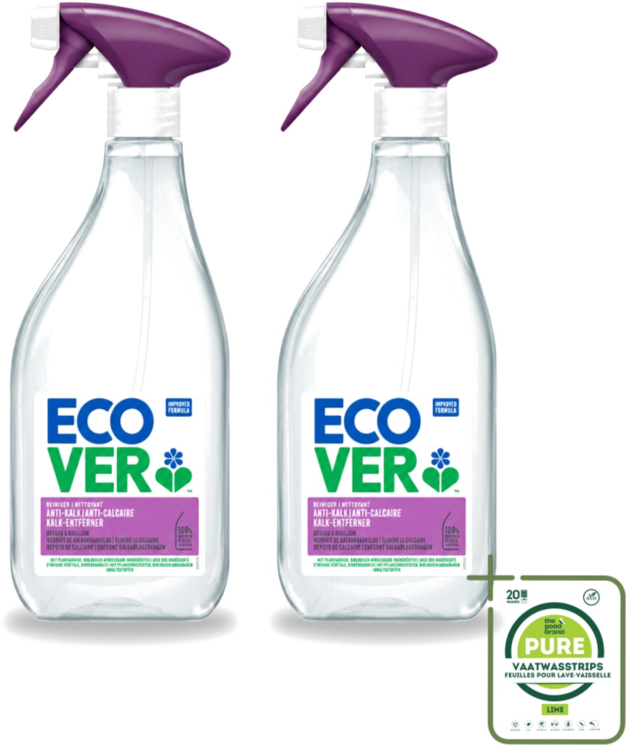 2 x Ecover - Kalkreiniger - Bessen & Basilicum - 500 ml - Grootverpakking - Vaatwasstrips - Kalkverwijderen - Kalkaanslag - Reiniger - Natuurlijke Reiniger - Ecologische Reiniger