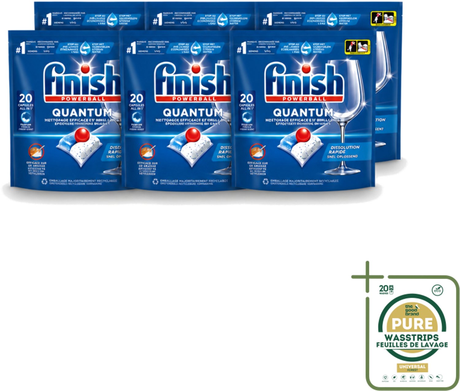 6 x Finish - Vaatwasmiddel - Quantum Vaatwastabletten Regular - Diepe Reiniging - 20 capsules - Wasstrips - Vaatwasmiddel - Vaatwasmiddel Quantum - Vaatwasmiddel Regular - Vaatwasmiddel Diep Reinigen - Vaatwasmiddel Glans