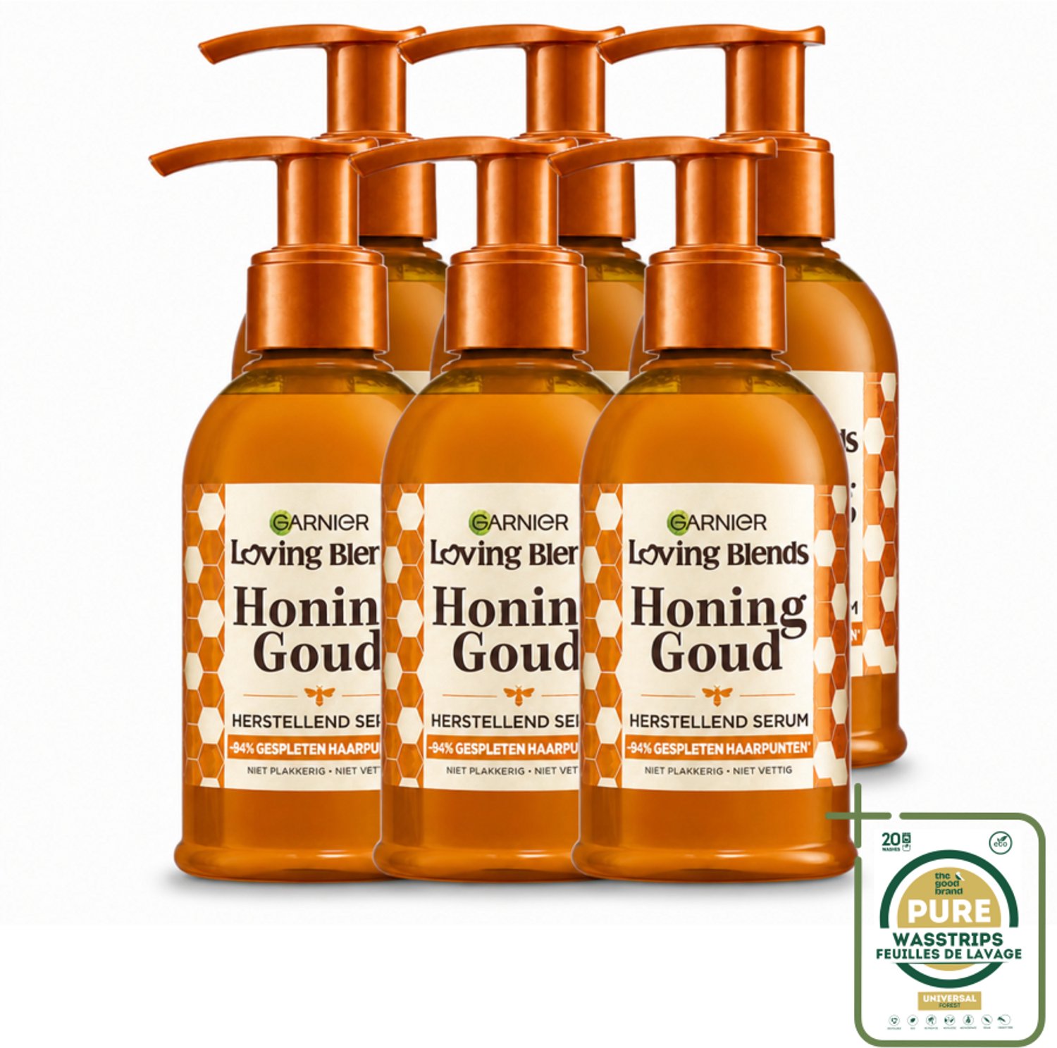 6 x Garnier - Loving Blends Honing Goud - Herstellend Haarserum - Beschadigd & Breekbaar Haar - 115 ml - Wasstrips - Haarherstel - Haarschade - Haarbreuk - Haarversterking - Haarvoeding
