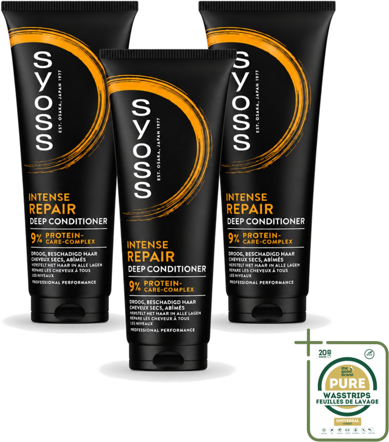 3 x Syoss - Intense Repair - Deep Conditioner - Herstelt & Versterkt - 250 ml - Wasstrips - Haarherstel - Haarverzorging - Droog Haar - Beschadigd Haar - Haarversterking