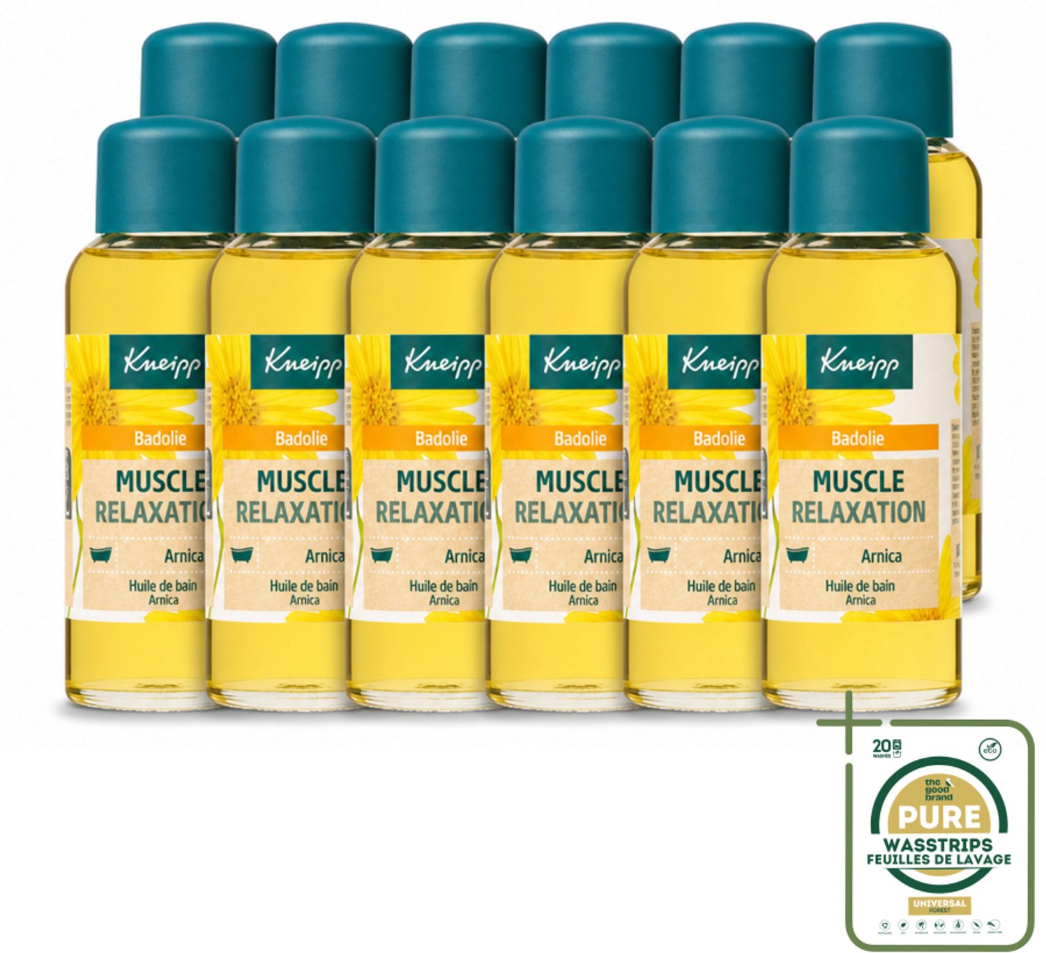 12 x Kneipp - Badolie - Arnica - Voor spieren en gewrichten - 100 ml - Wasstrips - Badolie Voor Spieren - Badolie Voor Gewrichten - Arnica Badolie - Spierherstel - Gewrichtsverzorging