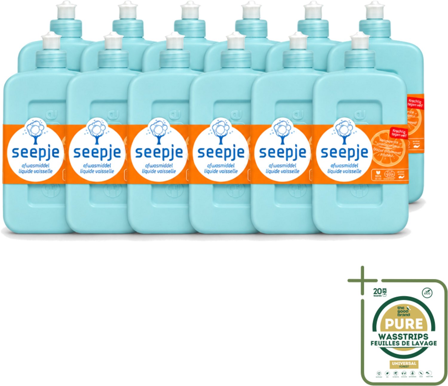 12 x Seepje - Afwasmiddel - Krachtige Reiniging - Versgeperste Sinaasappel Geur - 500 ml - Wasstrips - Afwasmiddel - Reinigingsmiddel - Vaat Reinigen - Natuurlijk Afwasmiddel - Milieuvriendelijk Afwasmiddel