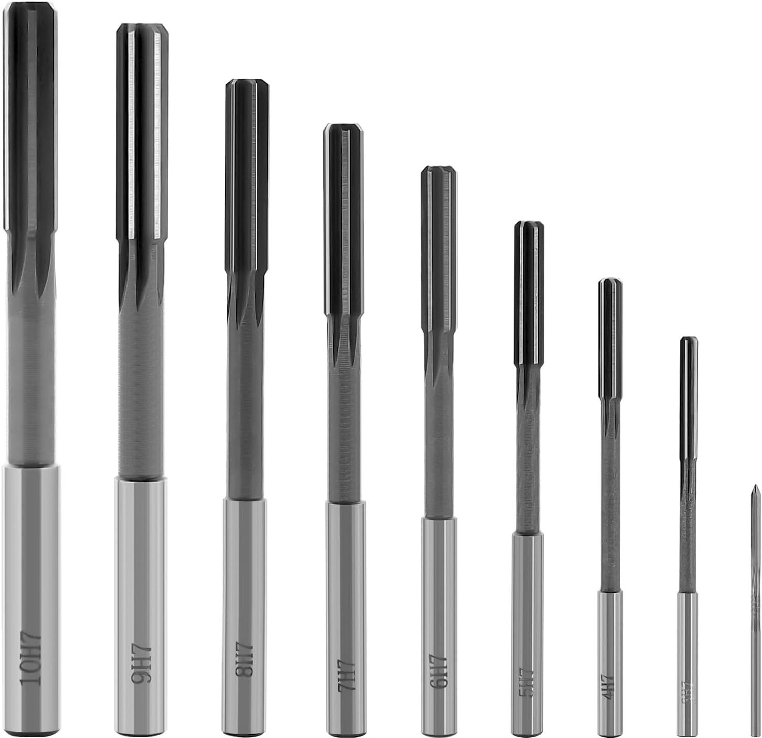HSS H7 Handreamer Set met Rechte Schacht - 9 Stuks van 2-10mm voor Precisiewerk en Boren