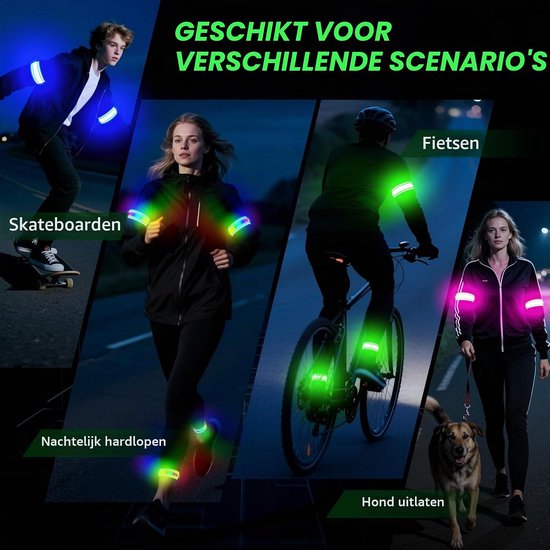 Ylzzrs LED-armband voor hardlopen (2 stuks), oplichtende armbanden voor nachtwandelen hardlopen, oplaadbare lichten voor hardlopers, reflecterende hardloopuitrusting met hoge zichtbaarheid verstelbare — afbeelding 2