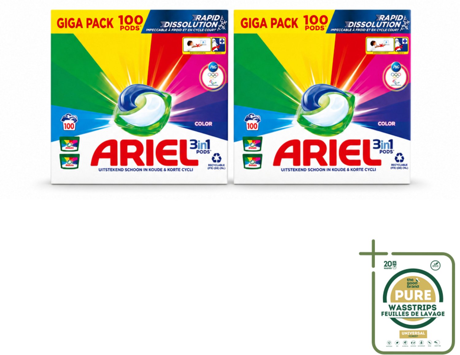 2 x Ariel - 3in1 Wasmiddel Pods - Color - 100 Pods - Wasstrips - Ariel 3in1 Pods Color - Wasmiddel Voor Gekleurde Was - Kleurbehoud - Reiniging - Vlekverwijdering