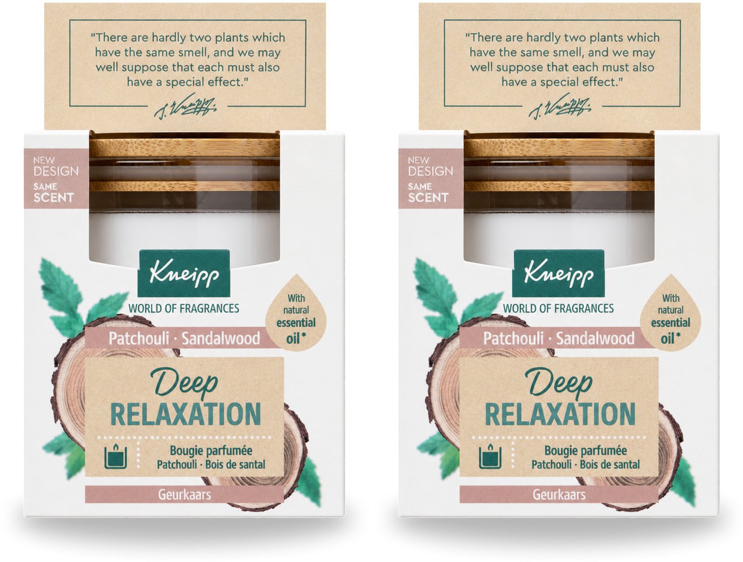 2 x Kneipp - Geurkaars - Deep Relaxation - Sandelhout & Patchouli - 20 branduren - Voordeelverpakking - 2 stuks