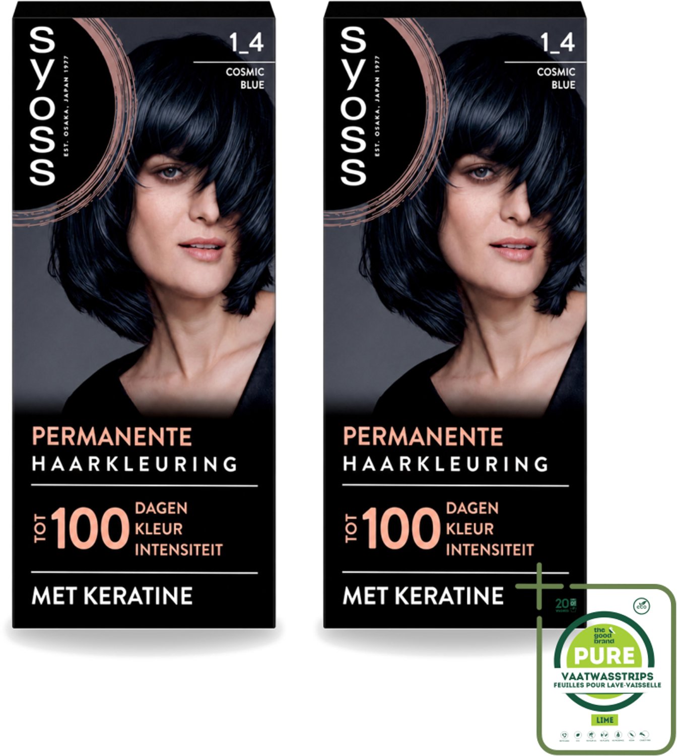 2 x SYOSS - Coloration 1-4 Cosmic Blue - Haarverf - Grijsdekking - Vermindert Haarbreuk - Grootverpakking - Vaatwasstrips - Haarkleuring - Permanente Haarkleuring - Grijsdekking - Keratine - Haarkleur