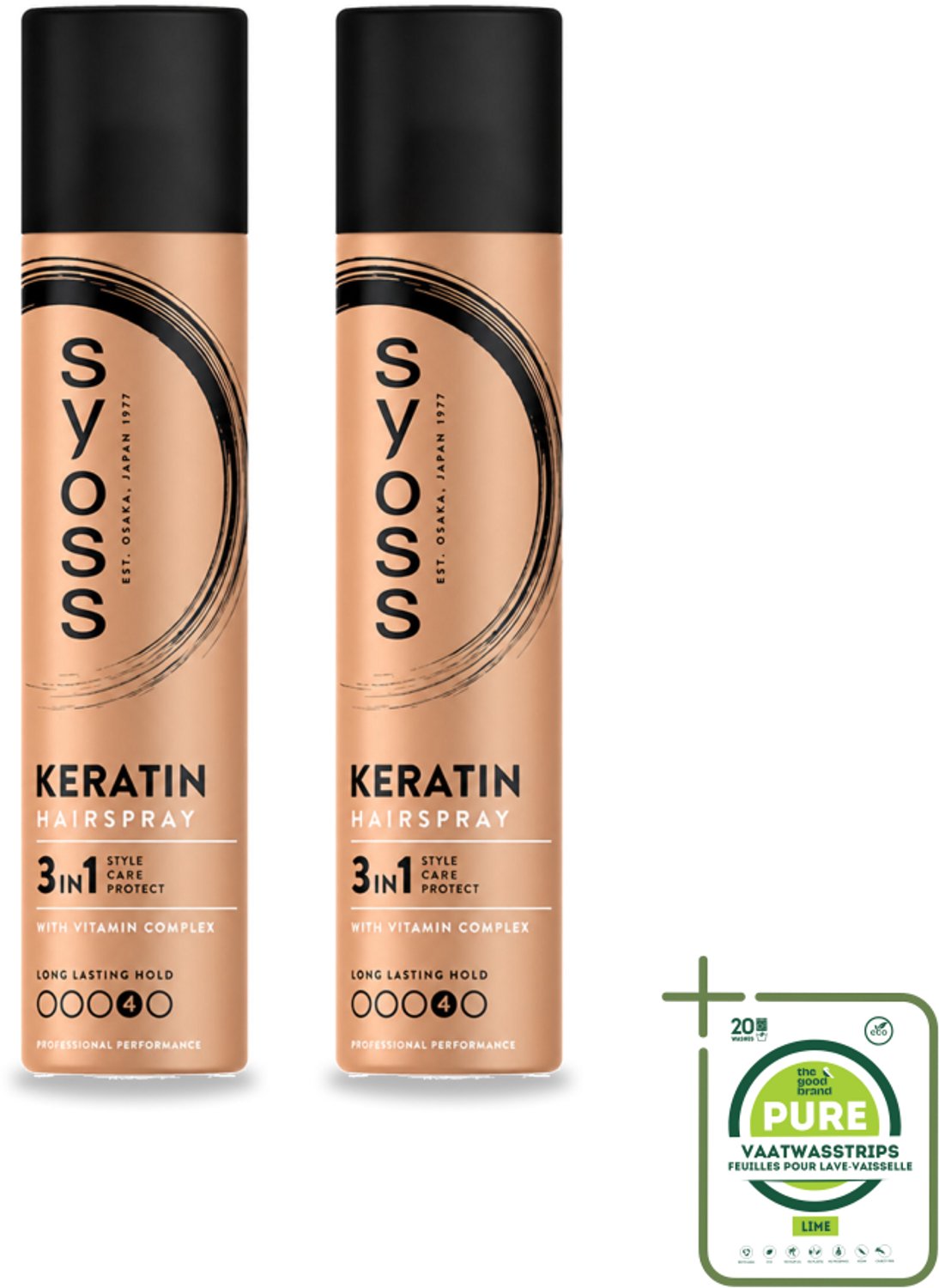 2 x Syoss - Keratin - Haarspray - Versterkt & Fixeert - 300 ml - Grootverpakking - Haarspray - Haarversterken - Haarfixatie - Gezond Haar - Glans