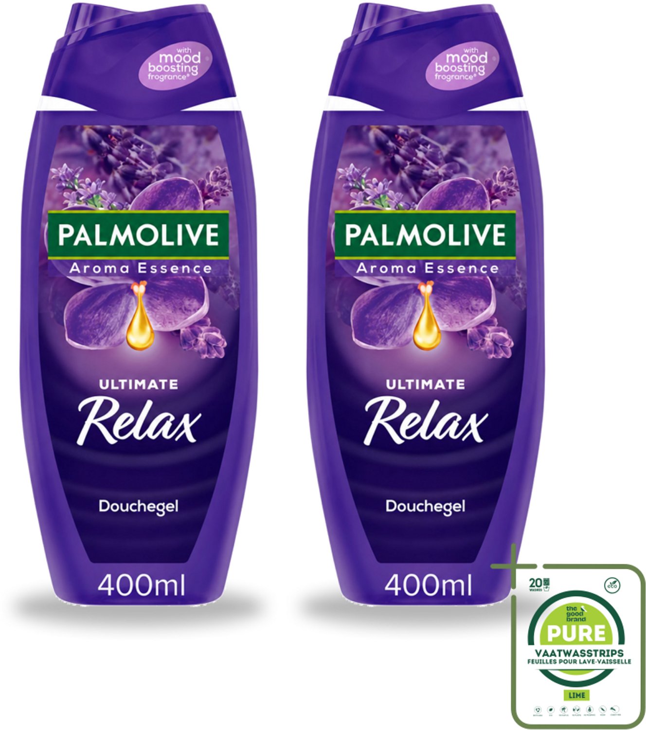 2 x Palmolive - Aroma Essences Ultimate Relax - Douchegel - Ontspannende Geur - 400 ml - Grootverpakking - Vaatwasstrips - Douchegel - Ontspanning - Natuurlijke Geur - Lavendel - Zachte Huid