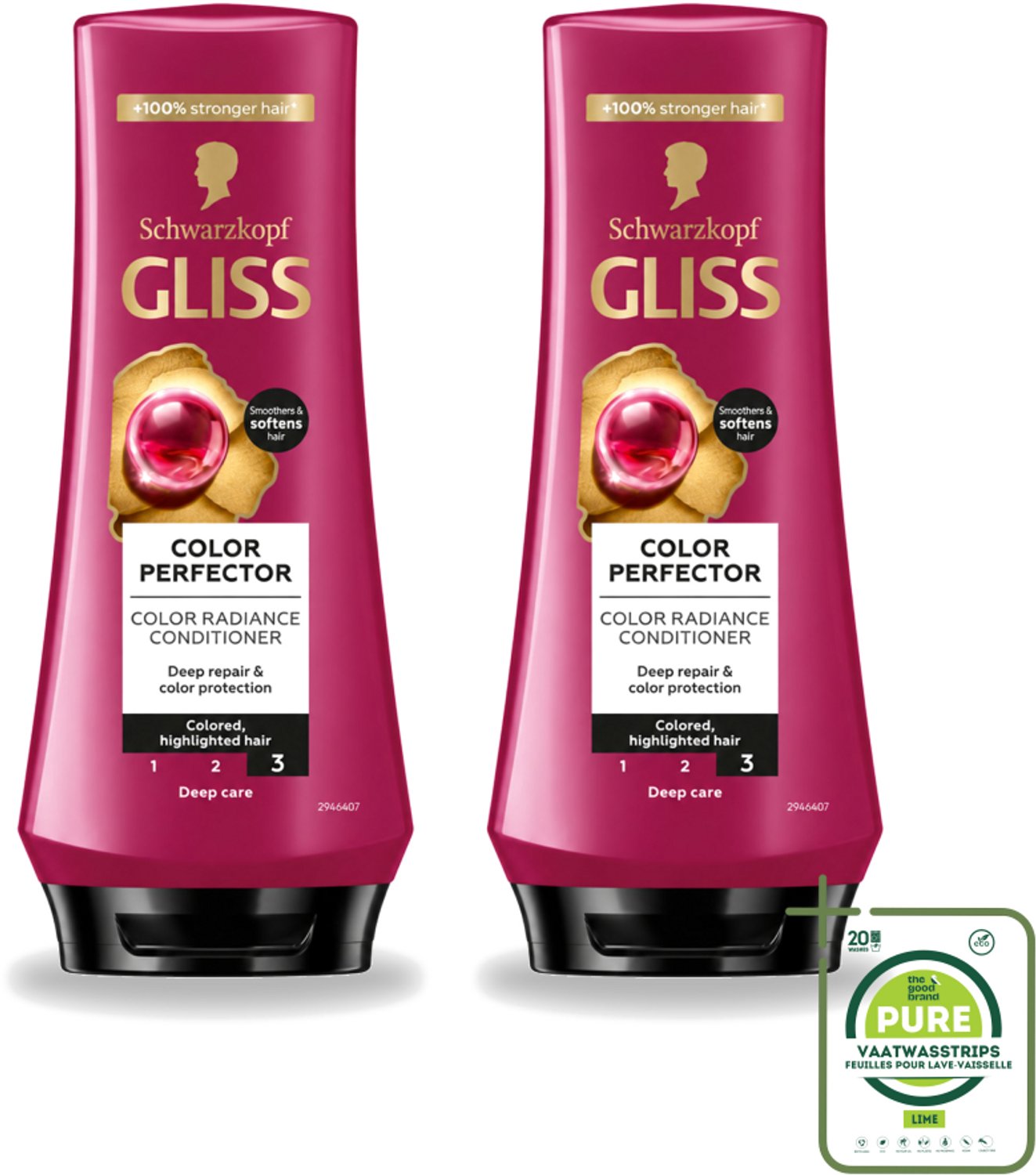 2 x Gliss - Hair Repair - Conditioner voor Kleurbehoud en Glans - 200 ml - Grootverpakking - Vaatwasstrips - Kleurbescherming Haar - Glans Haar - Haar Verzorging - Geverfd Haar - Highlights Haar