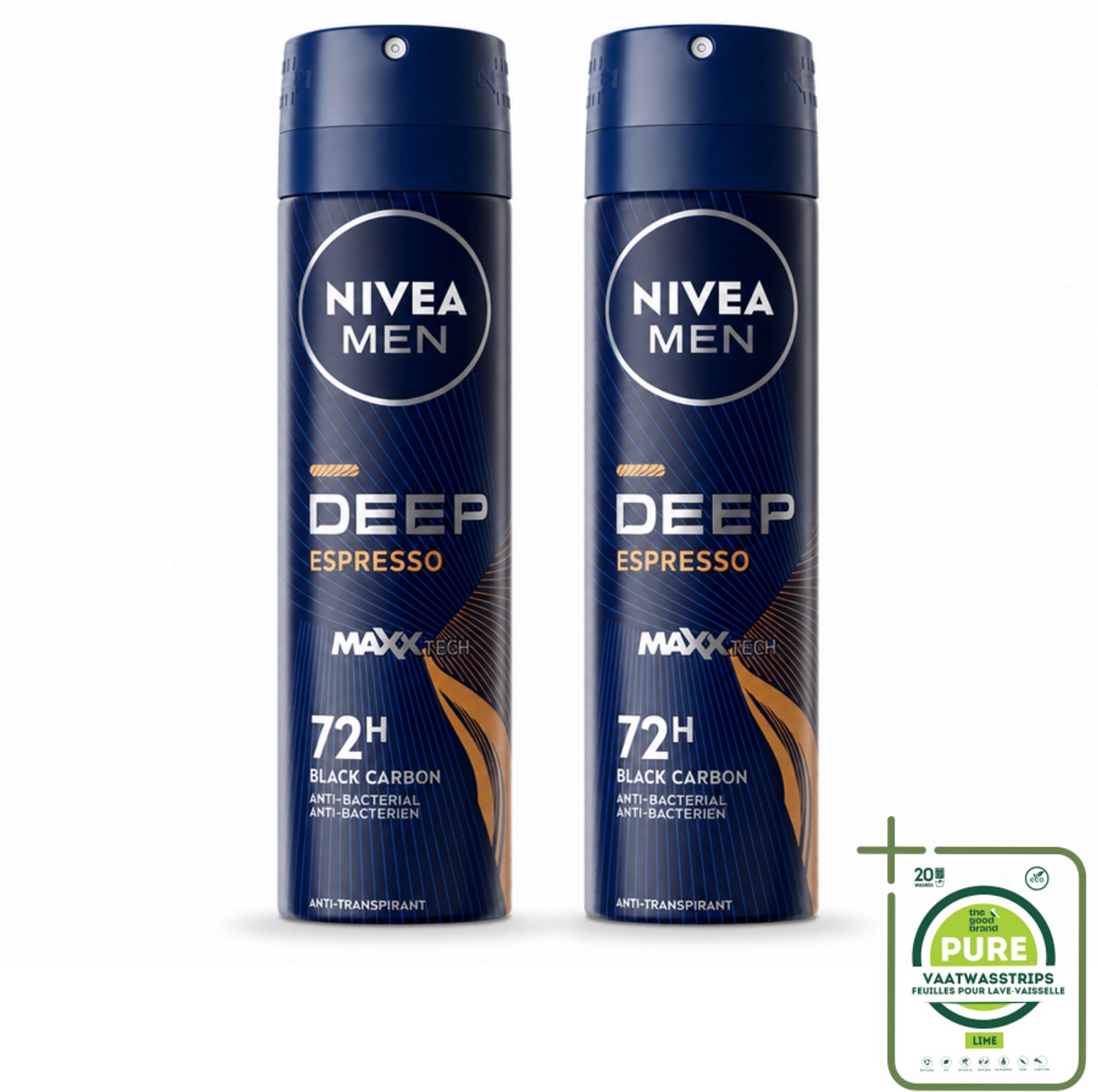 2 x NIVEA MEN - Deodorant Spray - Deep Espresso - 150 ml - Grootverpakking - Anti-transpirant Spray - Zweetbehandeling - Huidbescherming - Espresso Geur - Mannelijke Geur