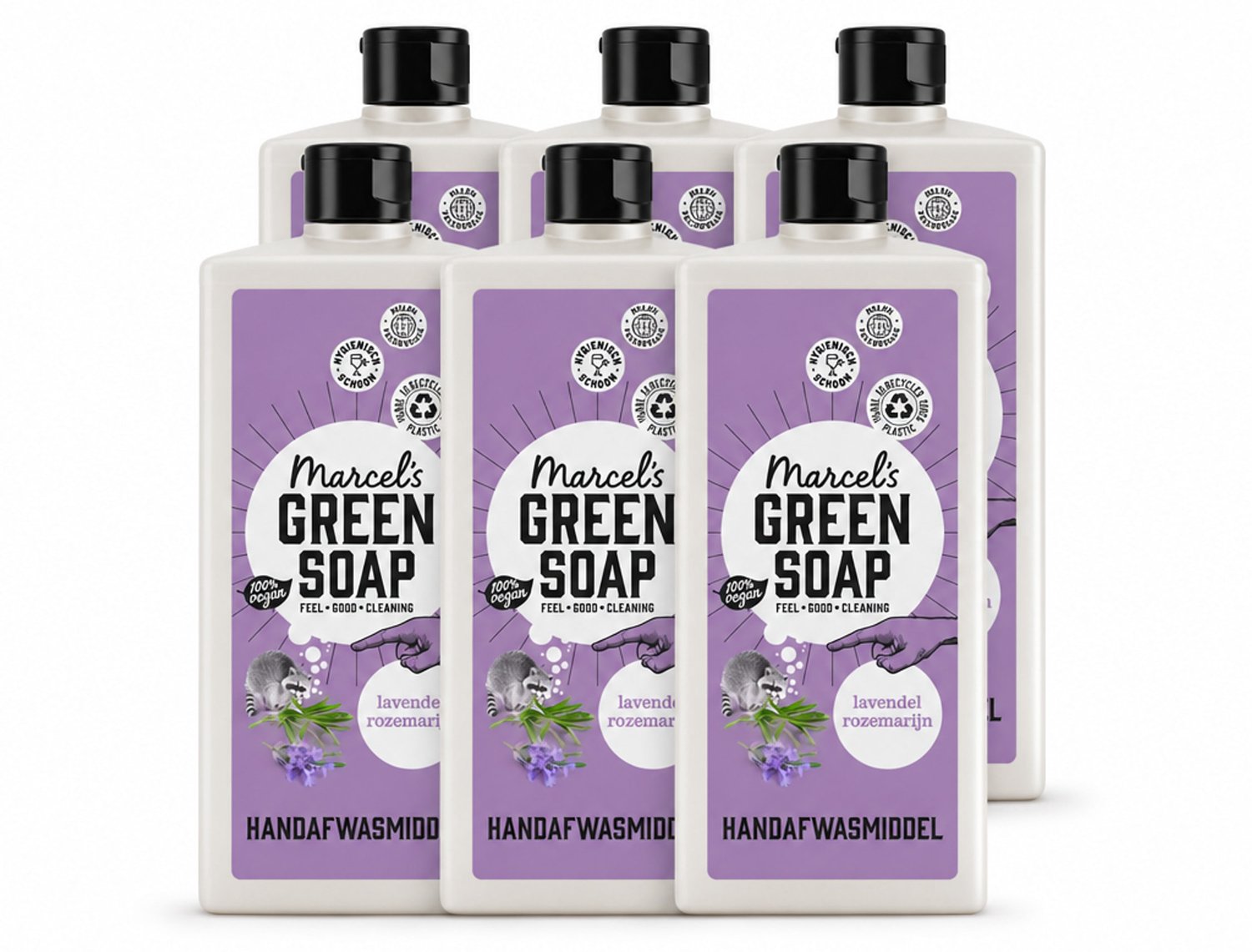 6 x Marcel's Green Soap - Afwasmiddel - Lavendel & Rosemarijn - Voor dagelijks gebruik - 500 ml - Voordeelverpakking - 6 stuks