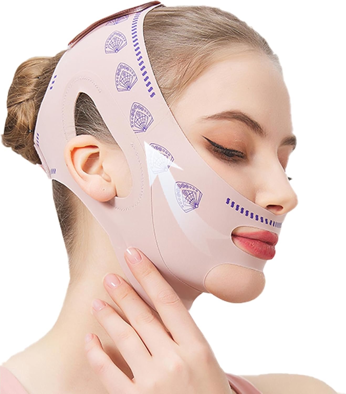 V-vormig gezichtsmasker, herbruikbaar V-vormig masker voor een dubbele kin, ademend liftend masker en afslankband voor een V-vormige kin, gezichtsliftband voor huidverstrakking,02