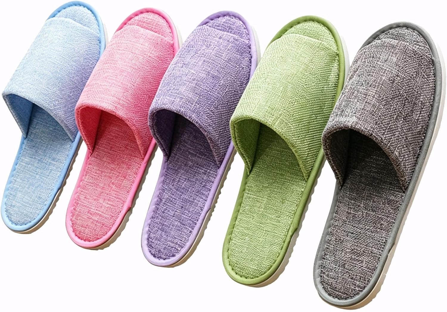 Set van 5 paar kleurrijke pantoffels, gastenpantoffels, spa-pantoffels, reispantoffels, hotelpantoffels voor dames en heren, reizen, hotels, gasten, housewarming, binnen (stijl B)