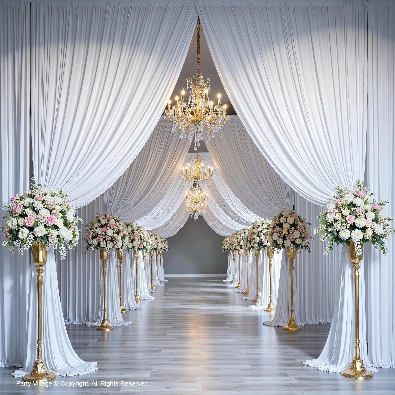 15 x 4,5 m witte stoffen fotoachtergrond, 10 stuks 1,5 x 4,5 m, kreukvrije fotoachtergrond voor bruiloft, feest, evenement en decoratie, wit decoratief gordijn voor fotomuur en huwelijksfeest