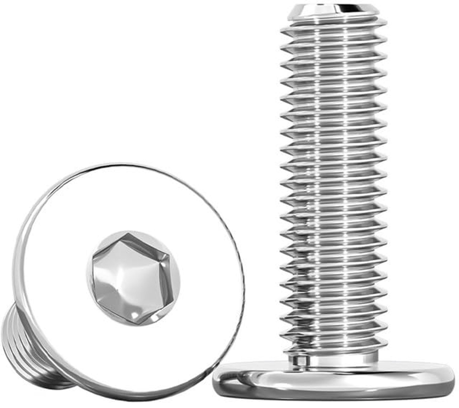 M4 x 14mm 50 Pcs Interne zeskant Extra dun Platte kop Bouten Roestvrij staal 304 Laag profiel Computer Machineschroeven