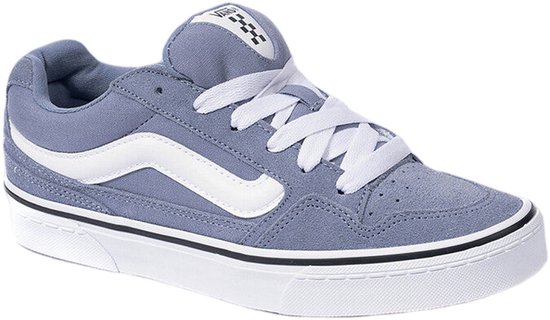 Vans Caldrone sneaker in grijs suède met witte veters, zijstreep en een 'Vans' label op de tong.