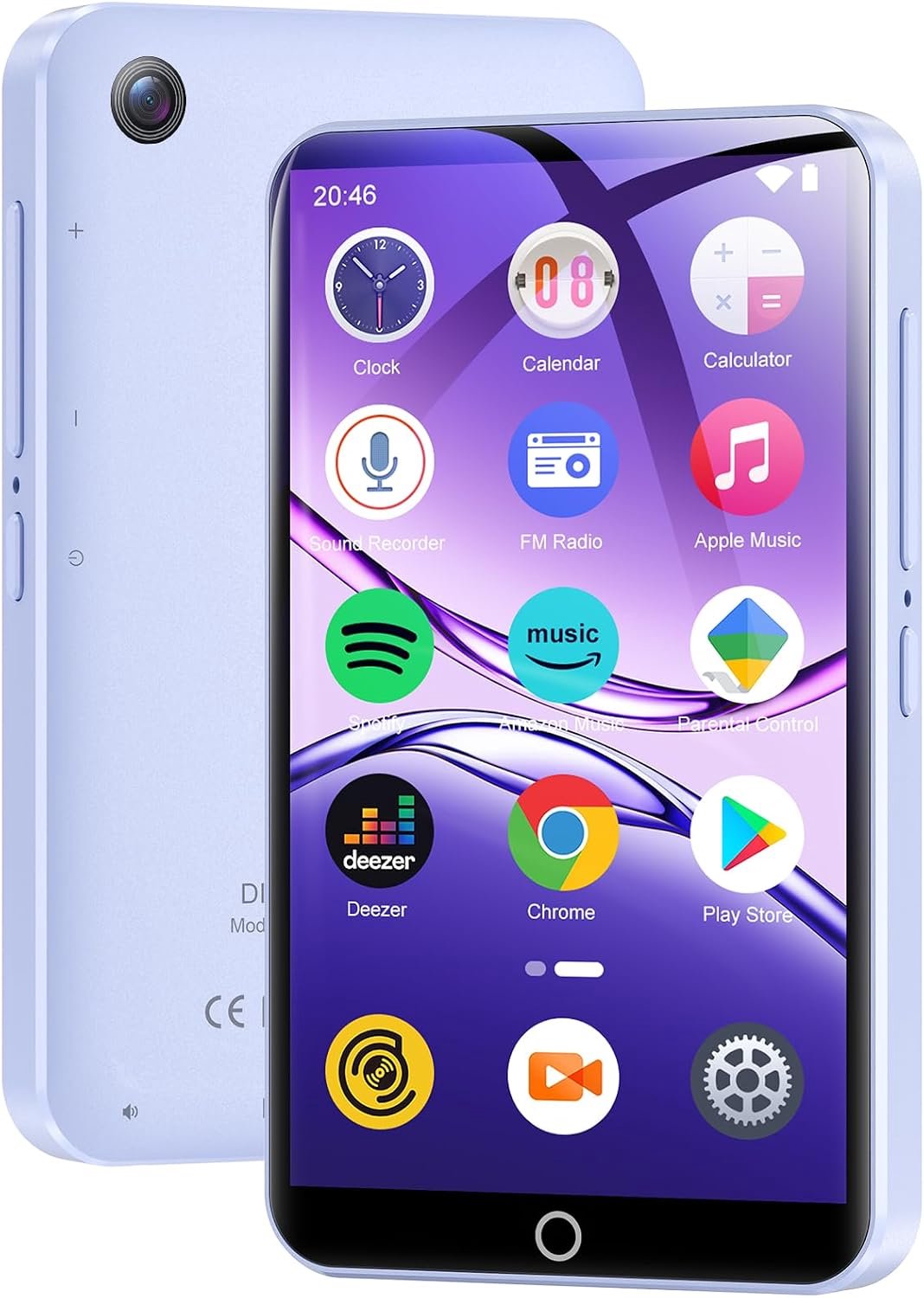 Mp3-speler van 80 GB met camera, Bluetooth en wifi, Android-touchscreen van 4,02 inch, mp4-speler, streaming voor Amazon Music en Apple Music, muziekspeler voor kinderen