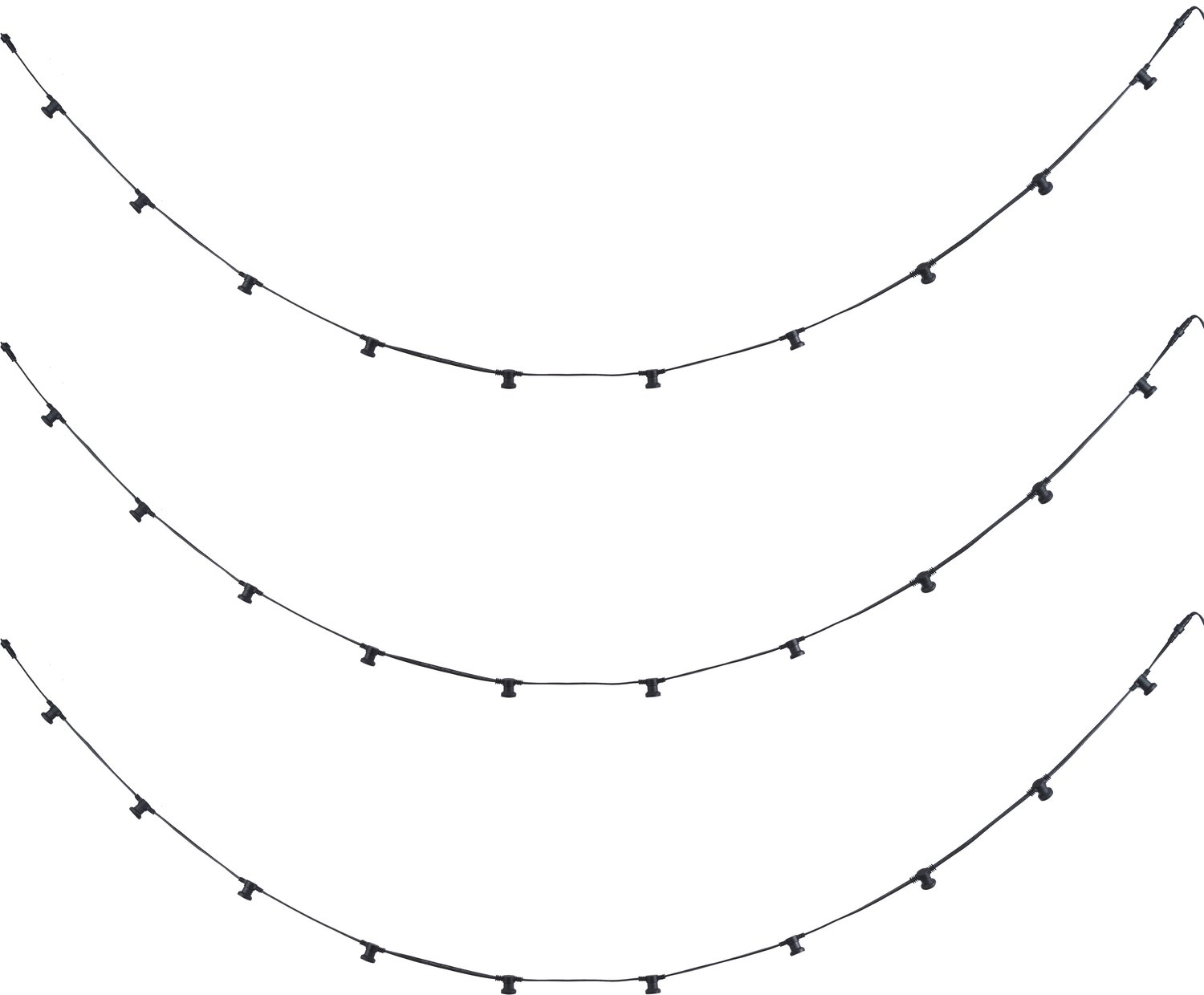Qazqa design lichtsnoer, prikkabel buitenlamp voor in de tuin - Lubber - zwart, max. 15W, geschikt voor led, 1400cm, IP64, 30-lichts, in set van 3.