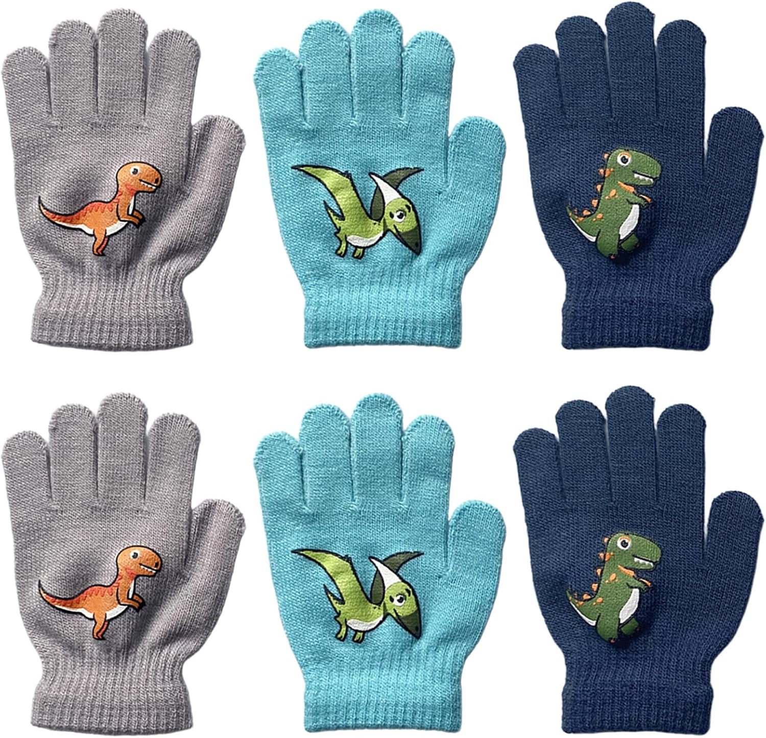 3 paar winterhandschoenen voor kinderen, volledige vingers, thermisch, gebreid, met fleecevoering, winterski, voor meisjes en jongens van 5 tot 10 jaar