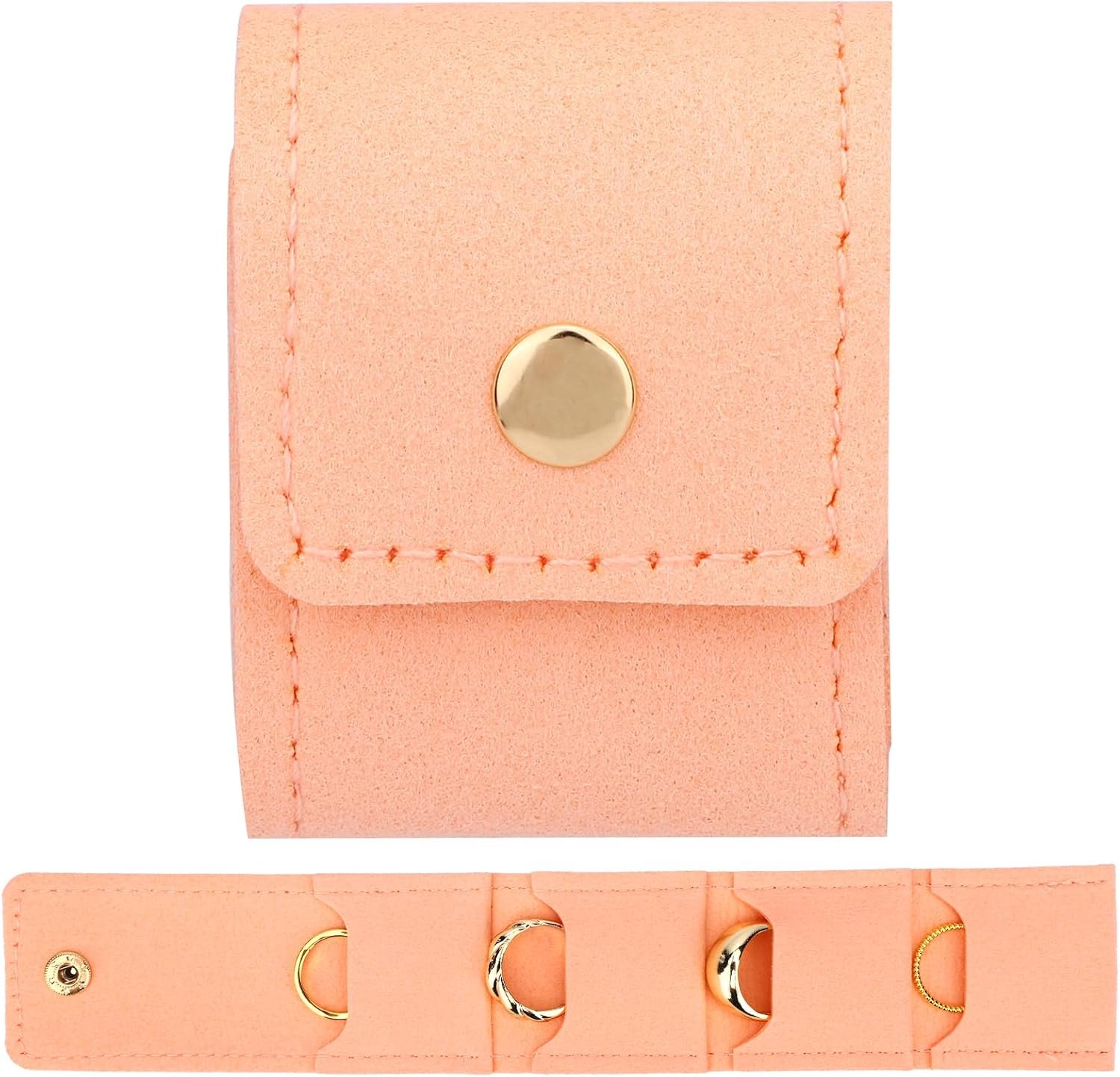 Mini Reisetui voor Sieraden met 4 Stofzakjes, Opvouwbaar en Draagbaar Sieradenorganizer voor Kettingen Oorbellen Ringen Opslag (Roze)
