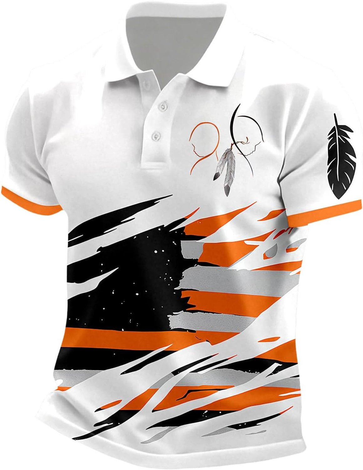 Générique T-shirt met korte mouwen met oranje zonprint, ademende en casual mix, ideaal voor dagelijks gebruik en buitenactiviteiten.
